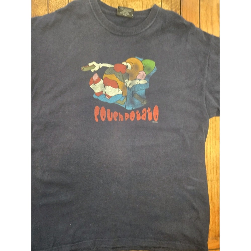 Vintage Y2k Mr Potato Head T-shirt Steve & Barry's 2007 couch‎ Potato Navy Sz Xl